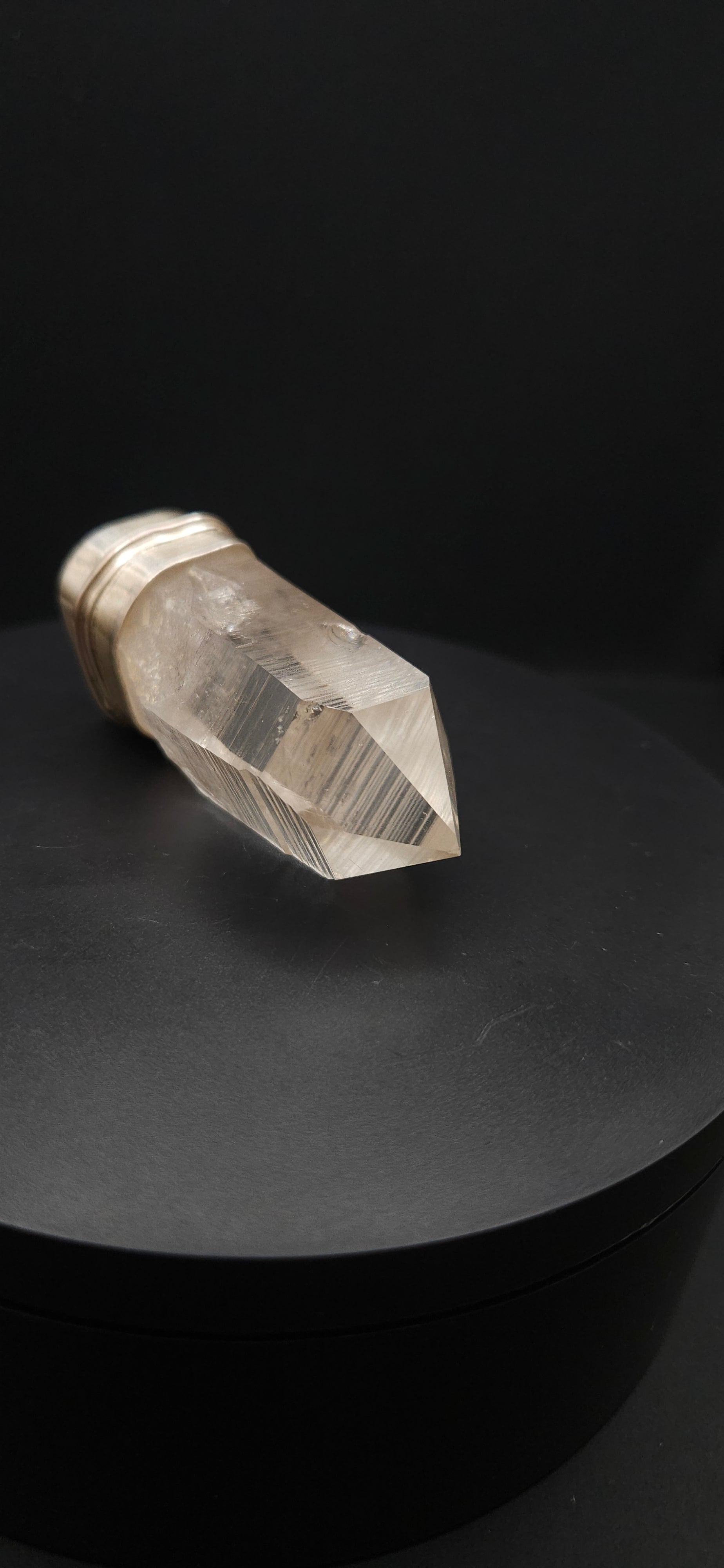 Handmade Silver Quartz Crystal Pendant - Large Natural Point
