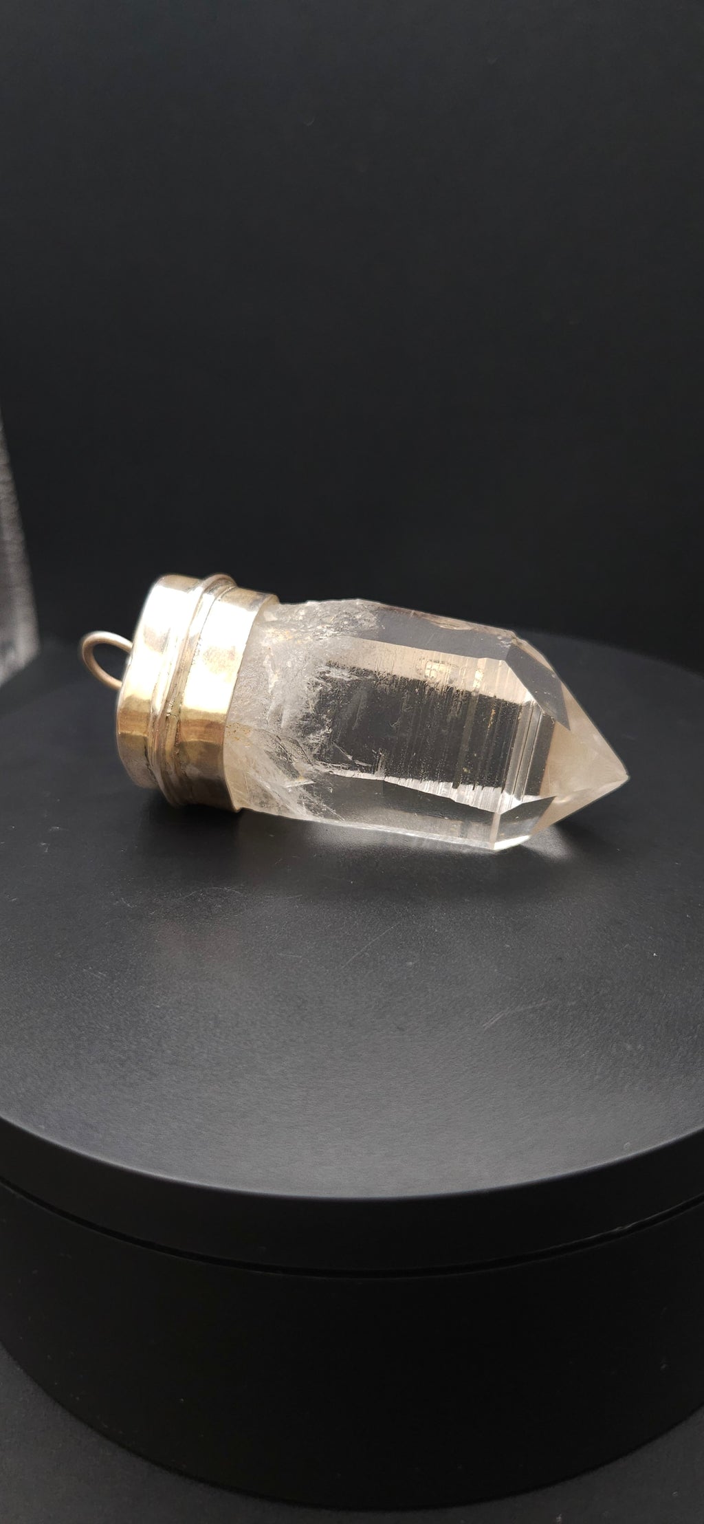 Handmade Silver Quartz Crystal Pendant - Large Natural Point