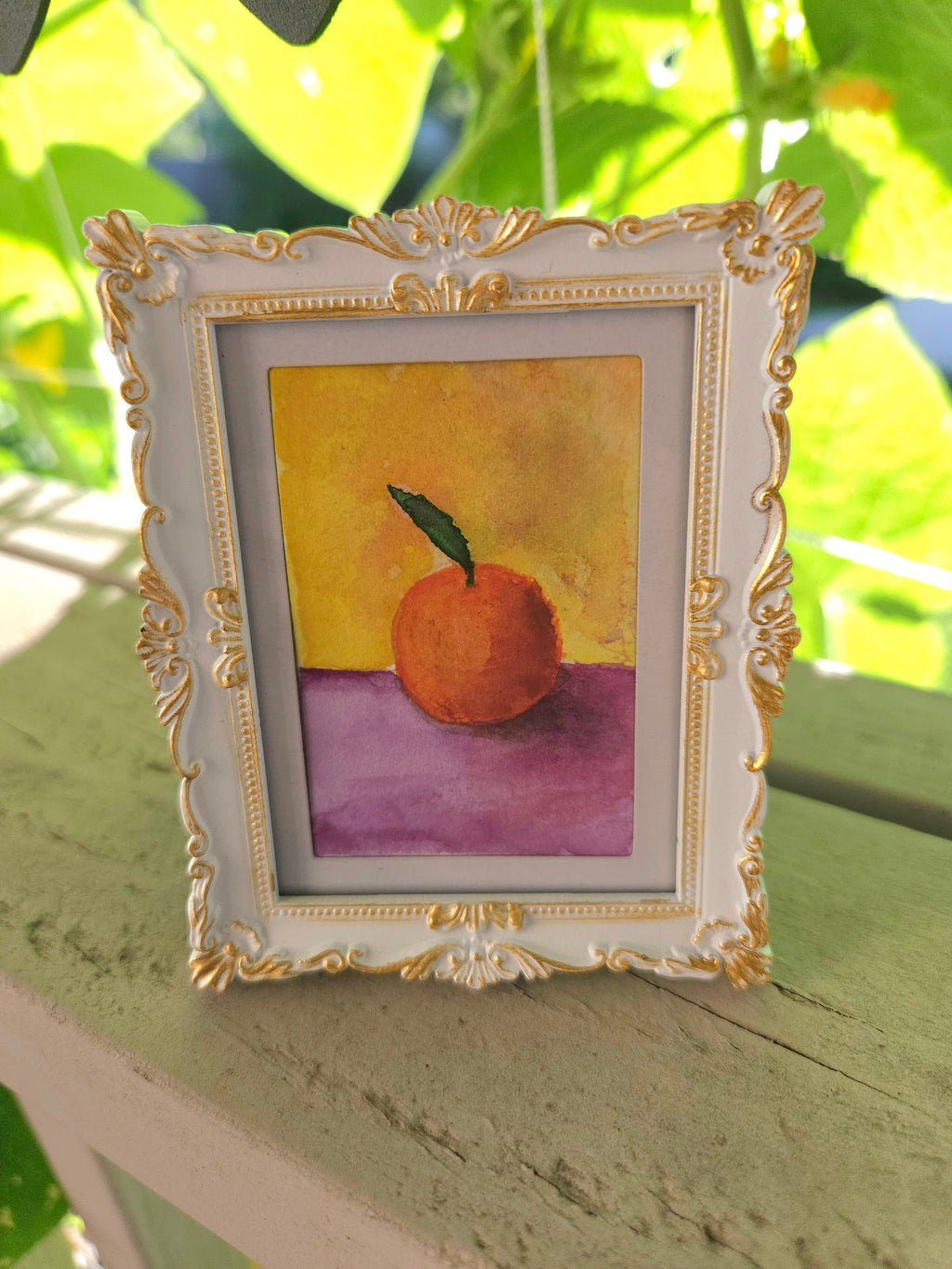 Orange - Original, Signed Watercolor 1.5"x2" in a 2"x3" magnetic frame