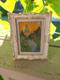 Spooky Sunrise - Original, Signed Watercolor 1.5"x2" in a 2"x3" magnetic frame