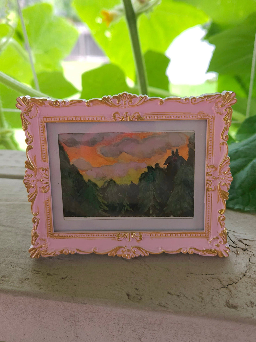 Mothman - Original, Signed Watercolor 1.5"x2" in a 2"x3" magnetic frame