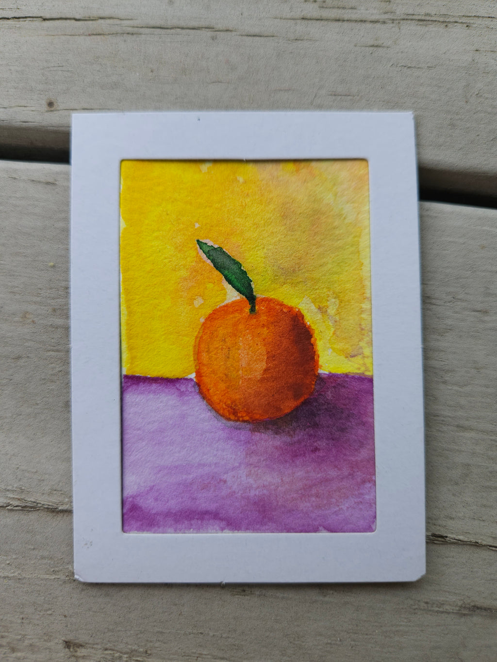 Orange - Original, Signed Watercolor 1.5"x2" in a 2"x3" magnetic frame