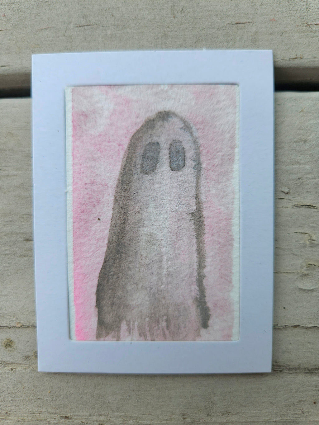 Ghostie - Original, Signed Watercolor 1.5"x2" in a 2"x3" magnetic frame