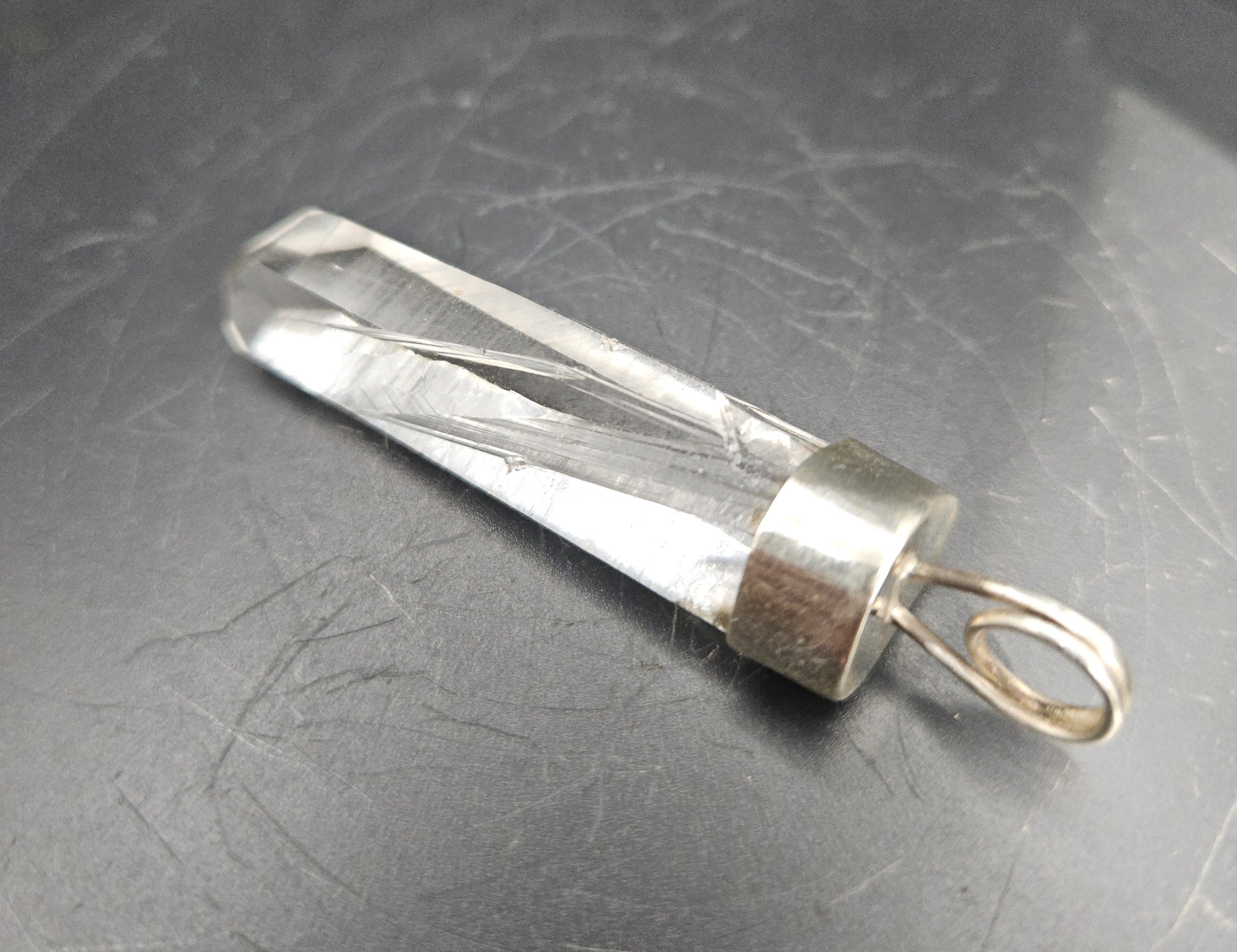 Handmade Sterling Silver Quartz Crystal Pendant