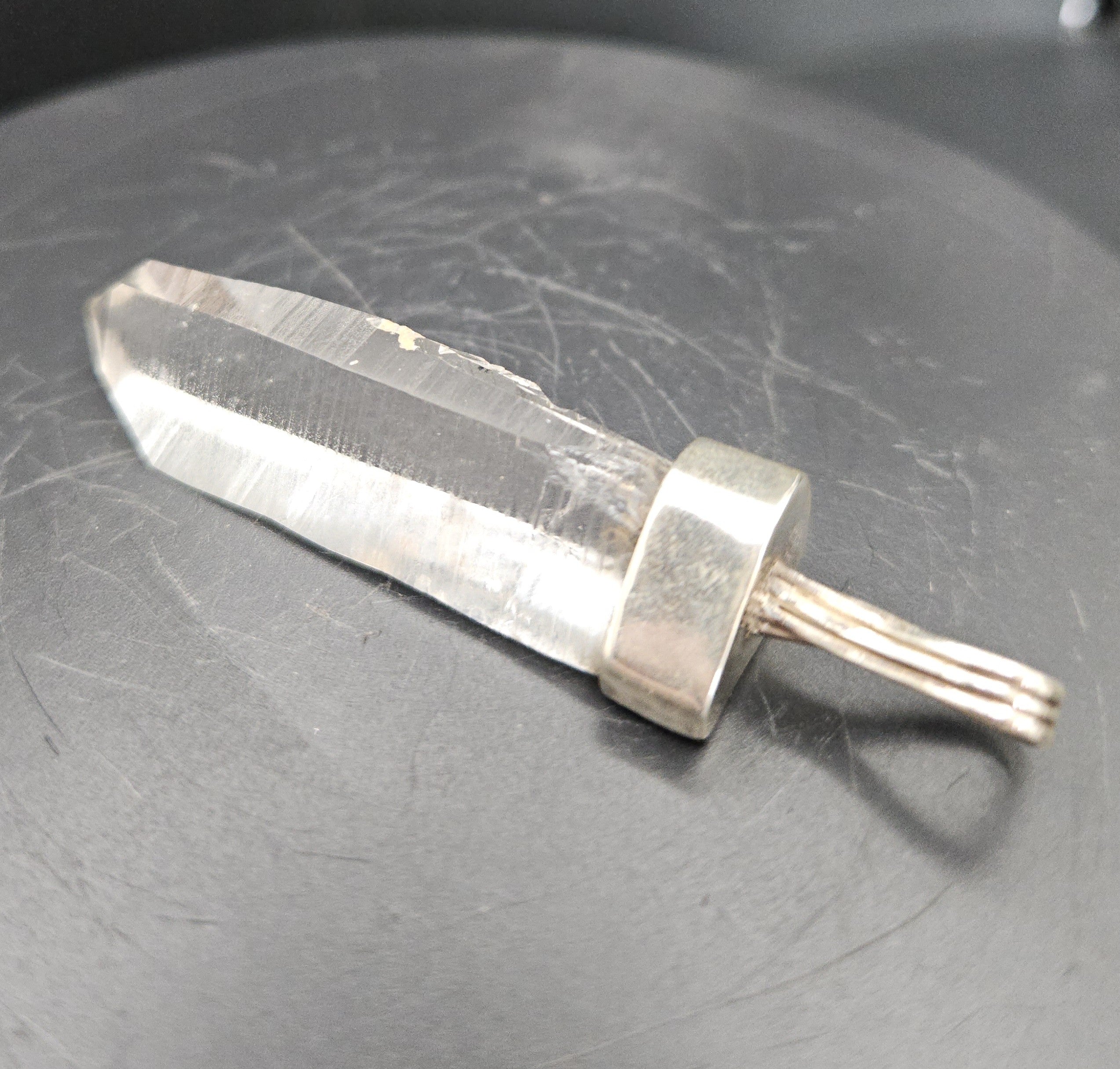 Handmade Sterling Silver Quartz Crystal Pendant