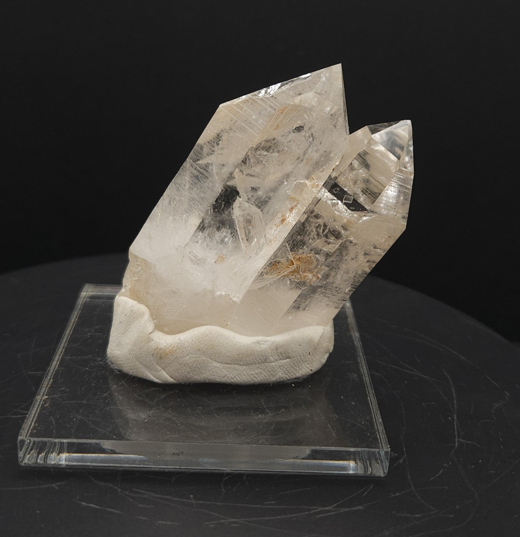 "Embracing for Impact" - Mounted Quartz Crystal Point