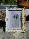 Ghostie in Purple - Original, Signed Watercolor - 1.5"x2" in a 2"x3" magnetic frame