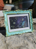 Cosmos - Original, Signed Watercolor - 1.5"x2" in a 2"x3" magnetic frame