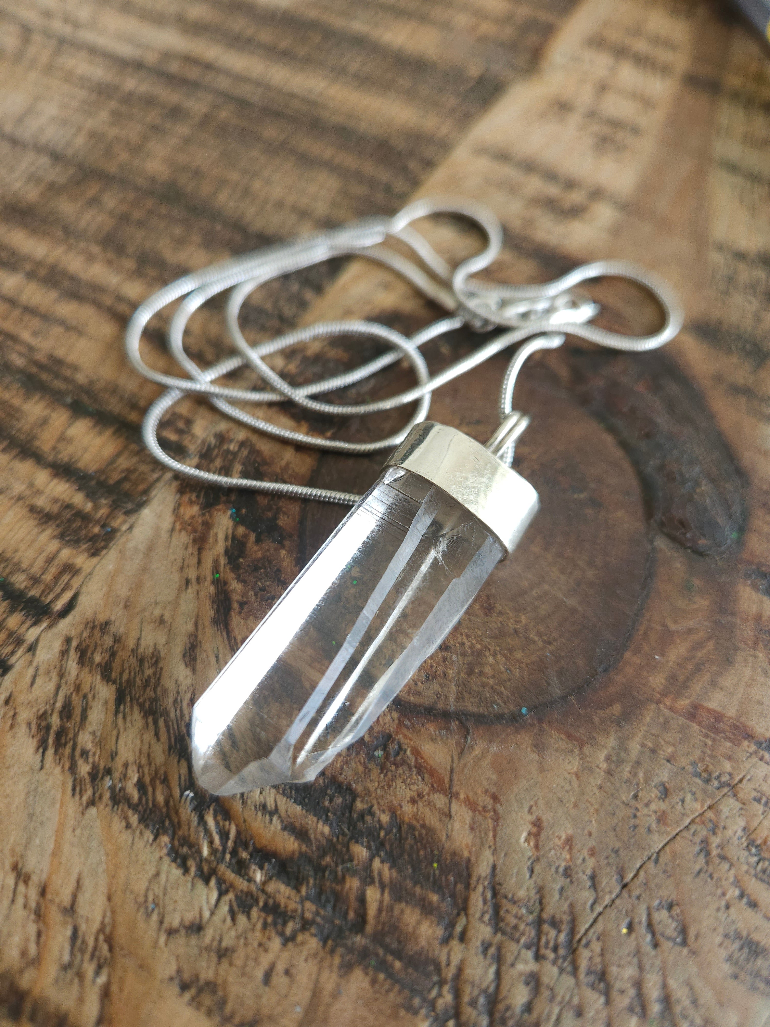 Handmade Sterling Silver Quartz Crystal Pendant