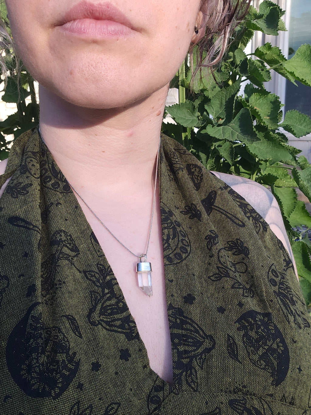 Handmade Sterling Silver Quartz "Window" Crystal Pendant