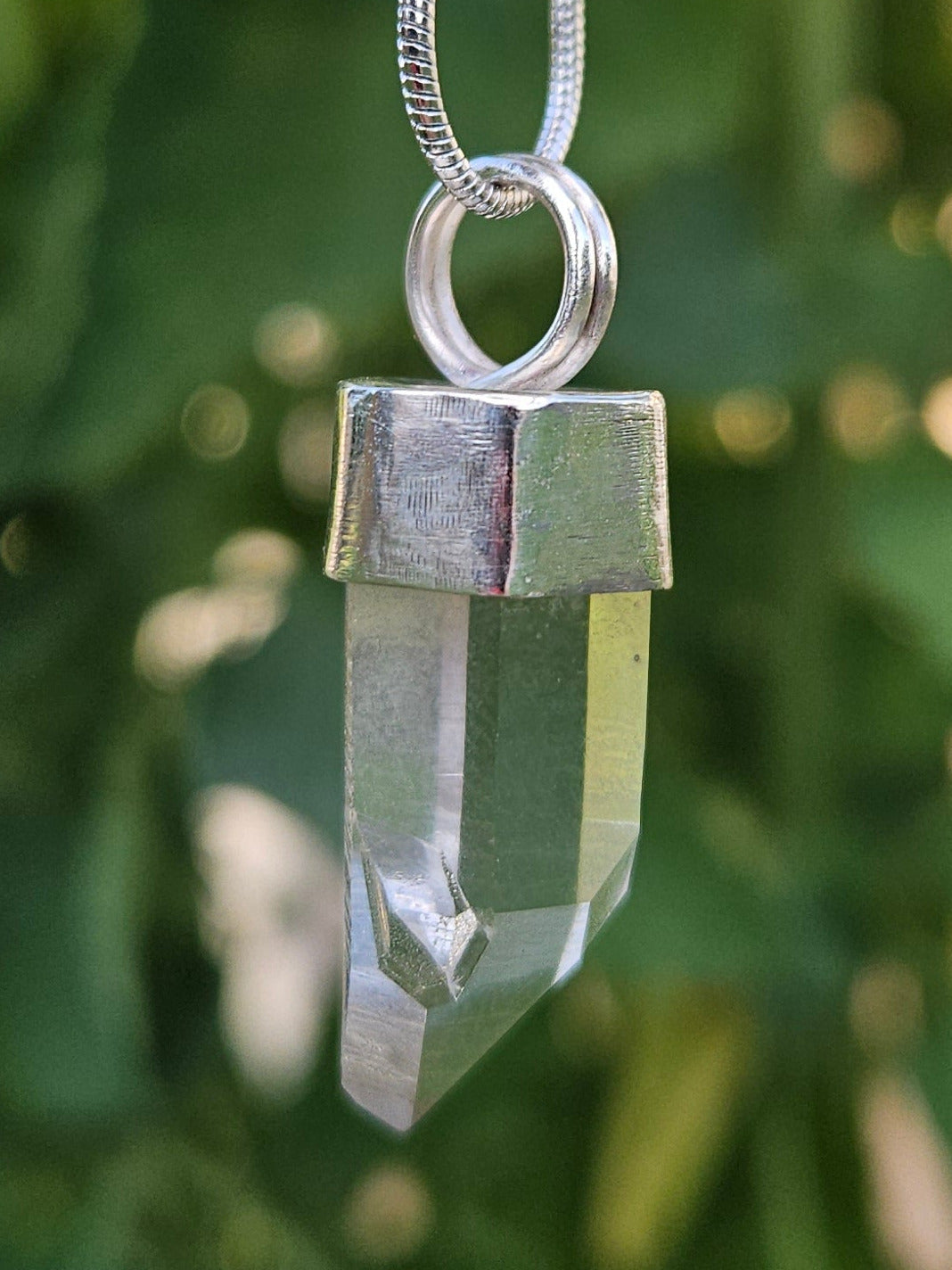 Handmade Sterling Silver Quartz "Window" Crystal Pendant