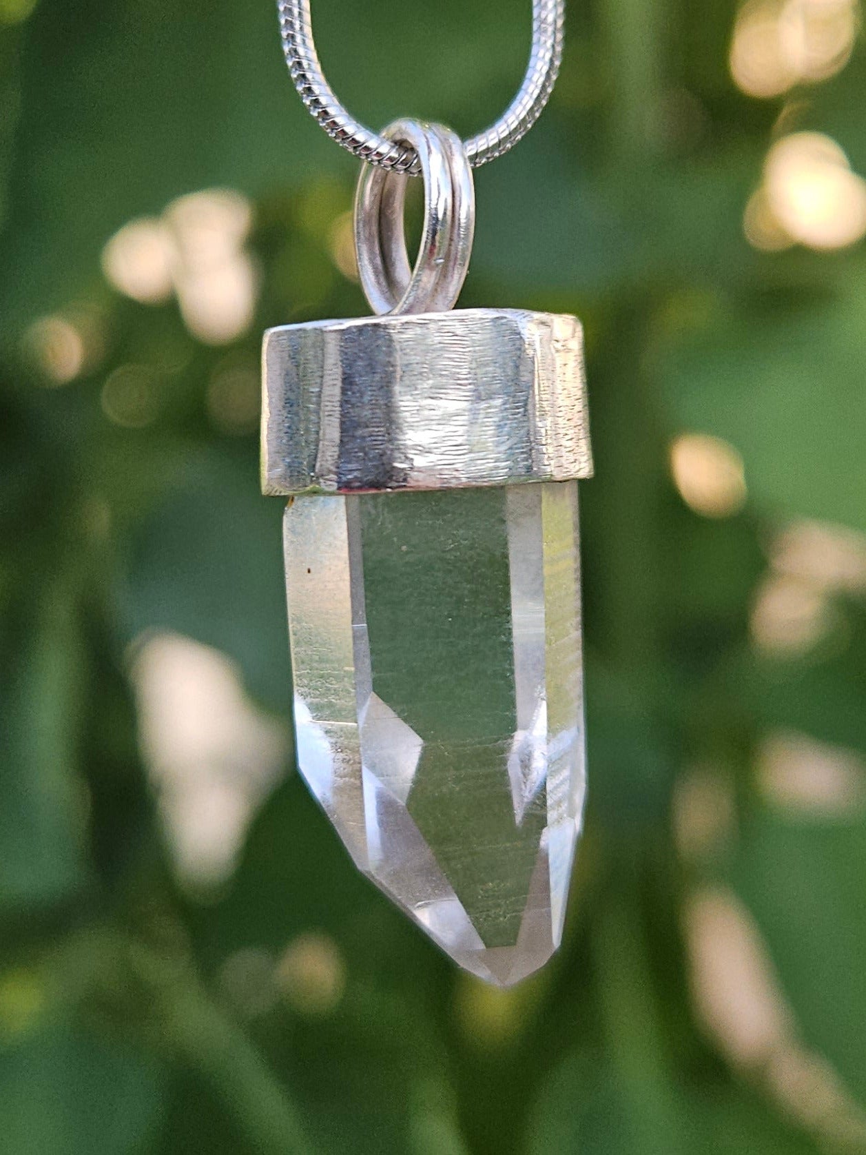 Handmade Sterling Silver Quartz "Window" Crystal Pendant