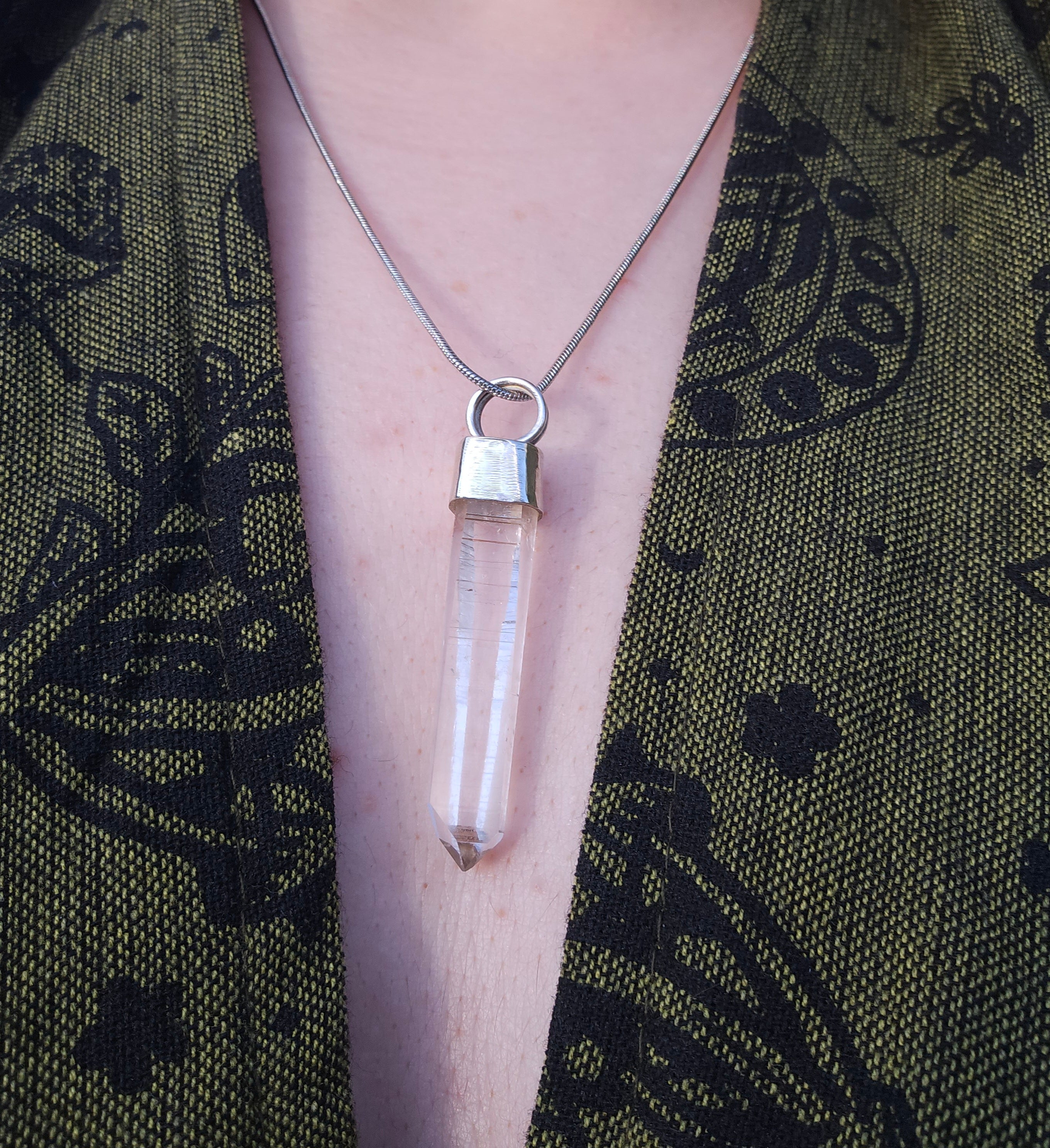 Handmade Sterling Silver Quartz Crystal Pendant