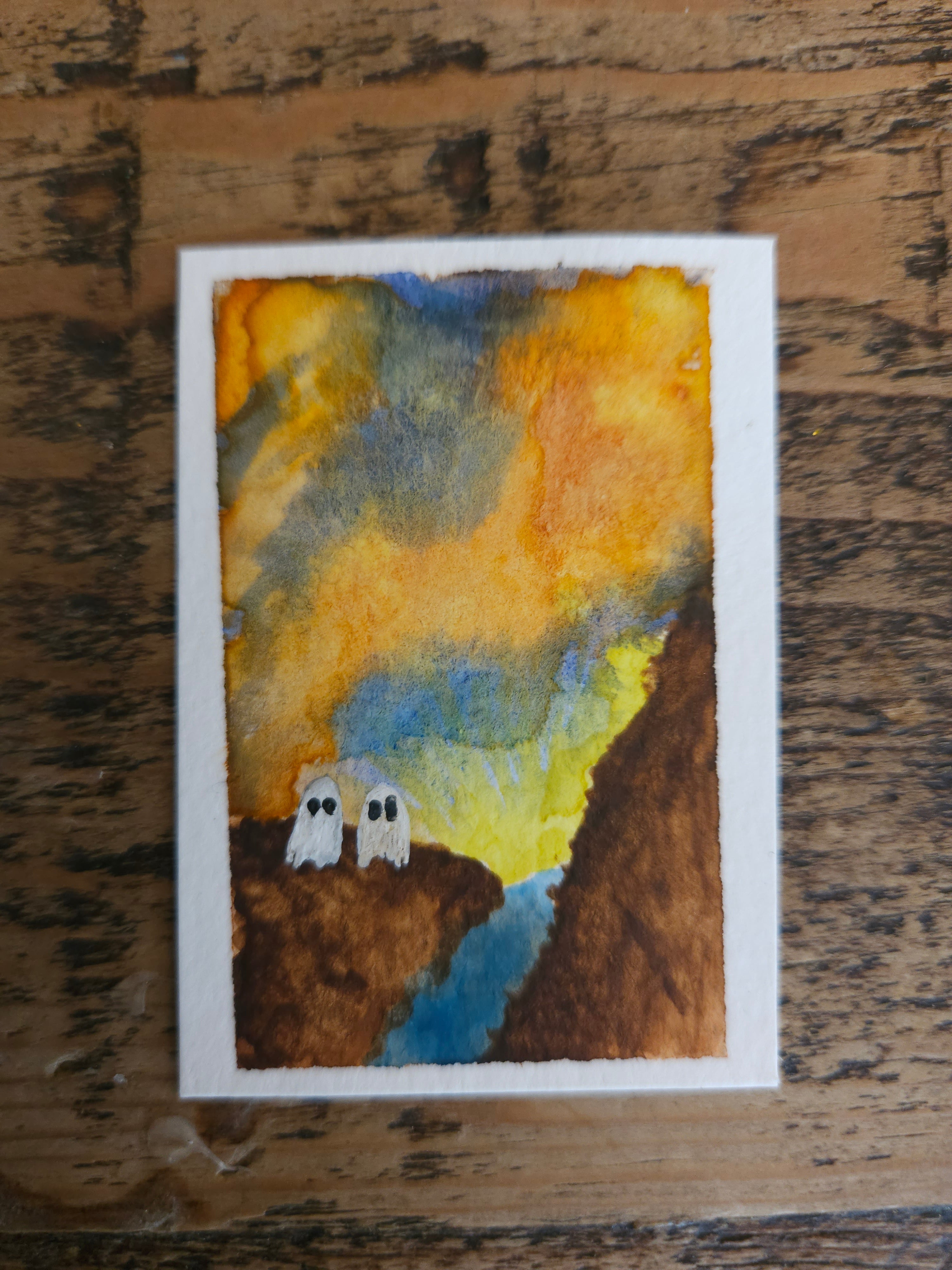 The Rio Grande - Original, Signed Watercolor - 1.5"x2" in a 2"x3" magnetic frame