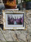 Ghostie in Winter - Original, Signed Watercolor - 1.5"x2" in a 2"x3" magnetic frame