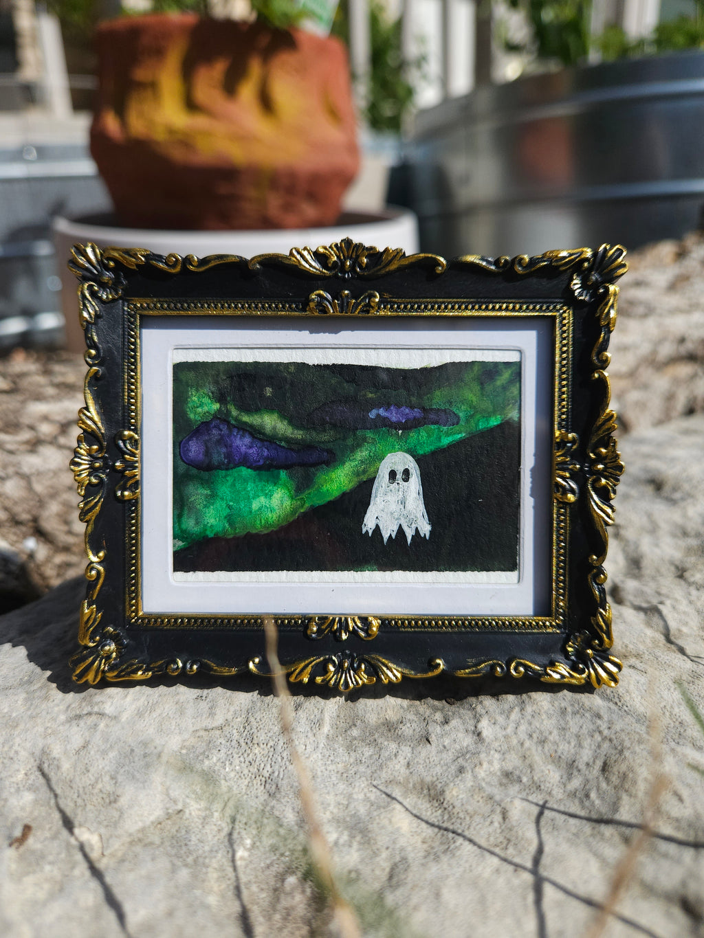 Glowing - Original, Signed Watercolor - 1.5"x2" in a 2"x3" magnetic frame