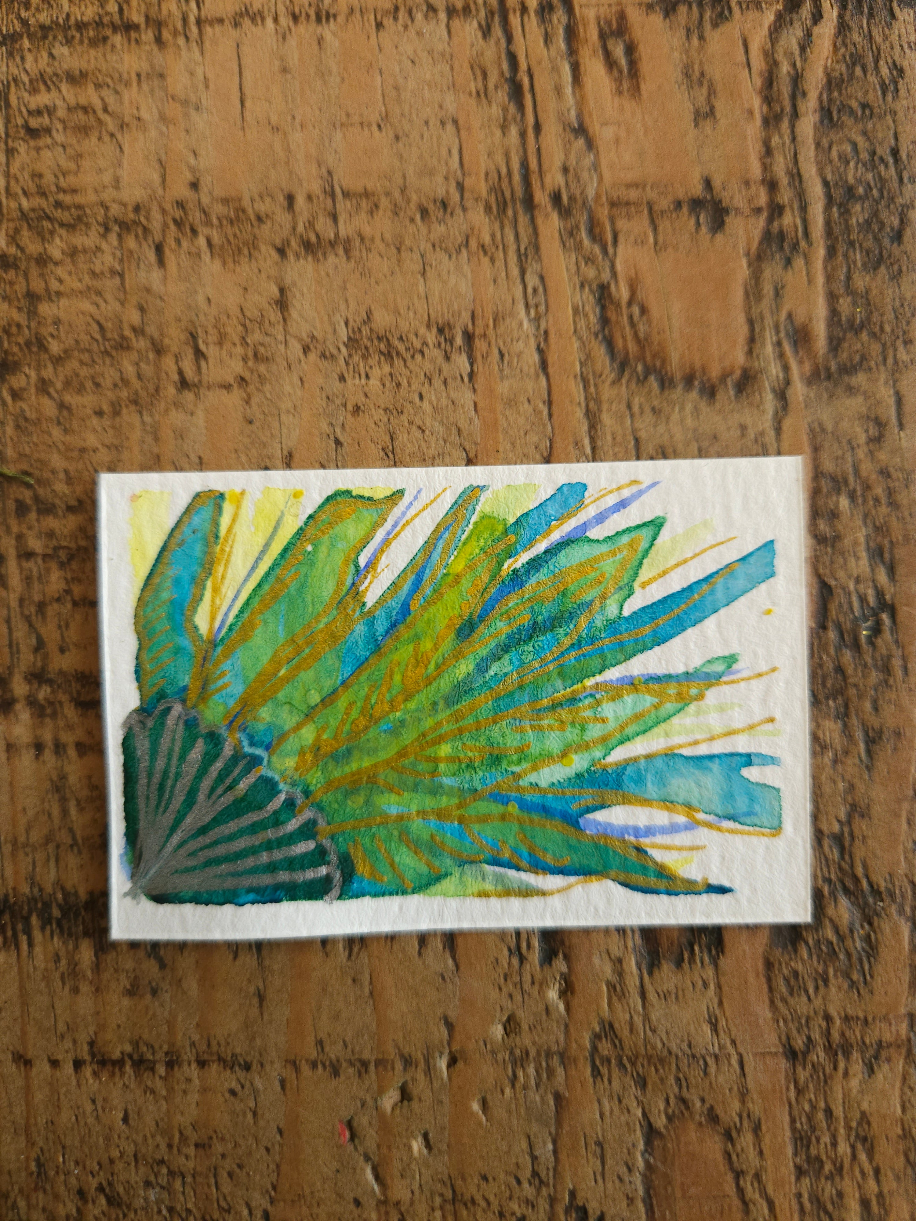 Untitled - Original, Signed Watercolor - 1.5"x2" in a 2"x3" magnetic frame