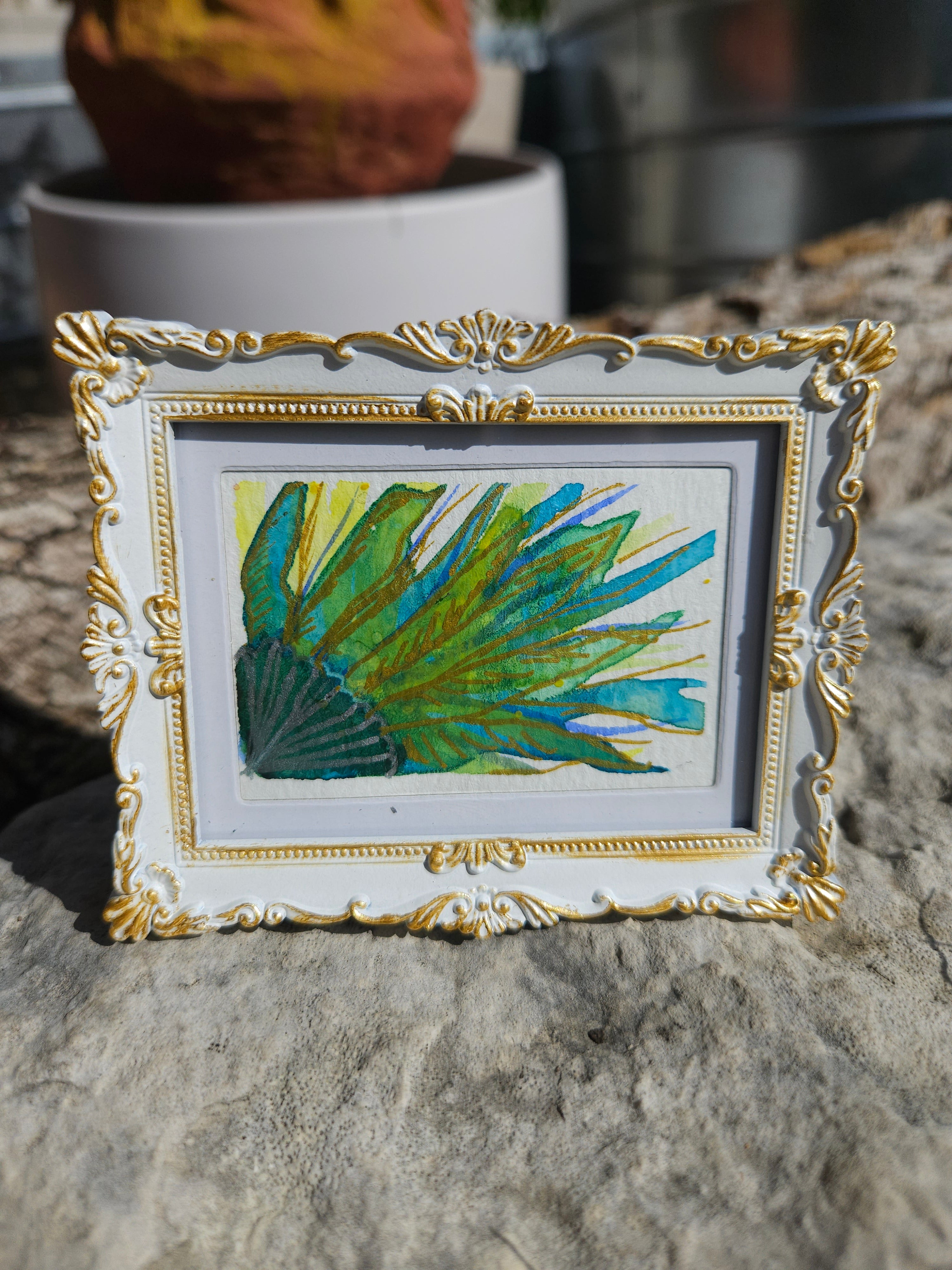 Untitled - Original, Signed Watercolor - 1.5"x2" in a 2"x3" magnetic frame