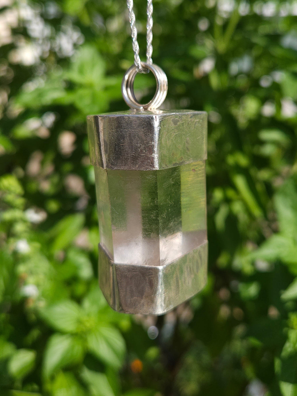 Large Handmade Sterling Silver Quartz Crystal Pendant