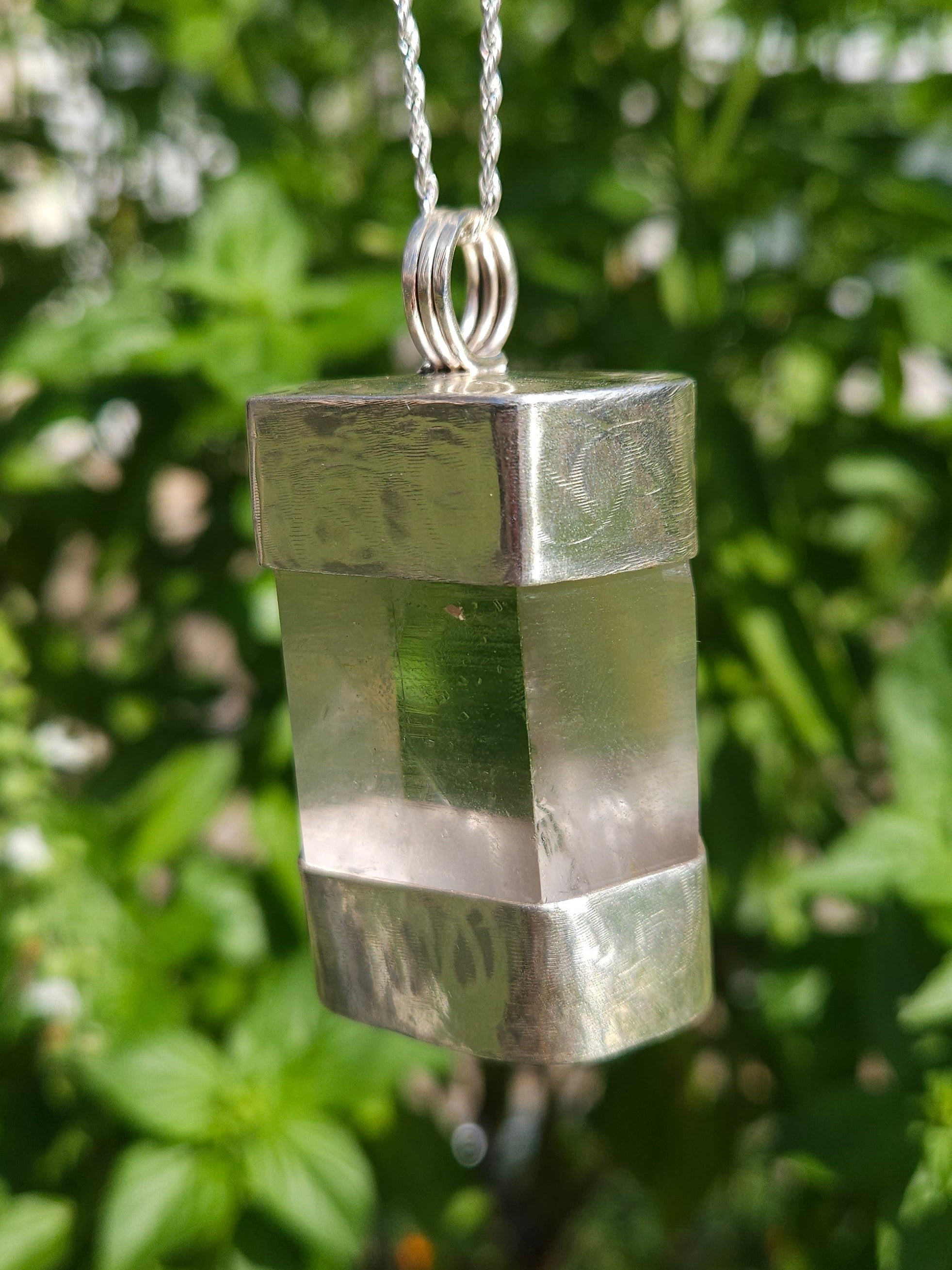 Large Handmade Sterling Silver Quartz Crystal Pendant