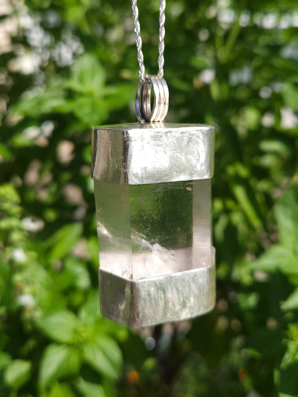 Large Handmade Sterling Silver Quartz Crystal Pendant
