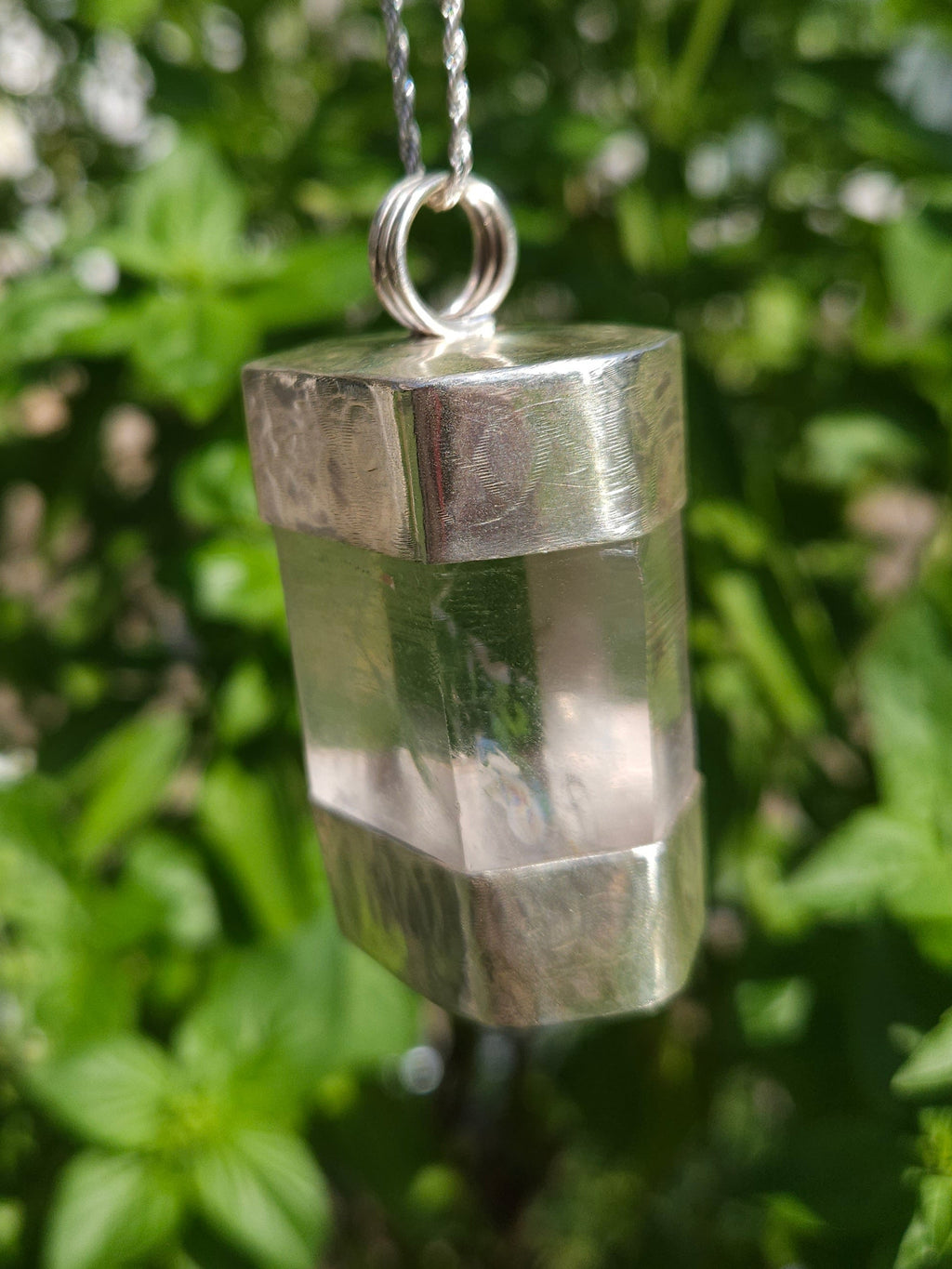 Large Handmade Sterling Silver Quartz Crystal Pendant