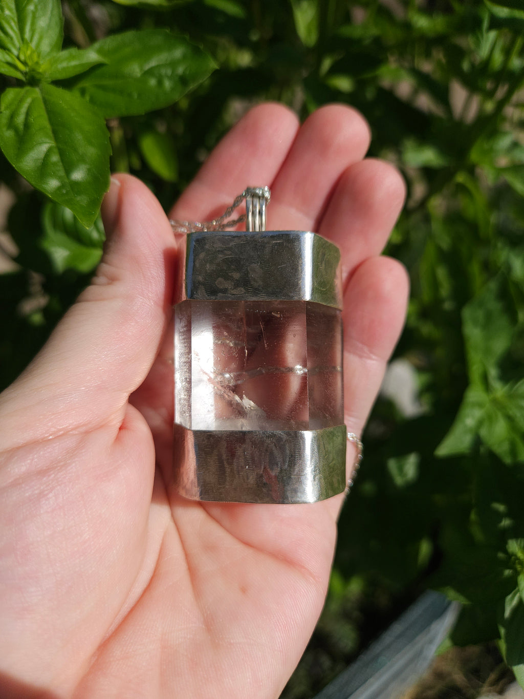 Large Handmade Sterling Silver Quartz Crystal Pendant