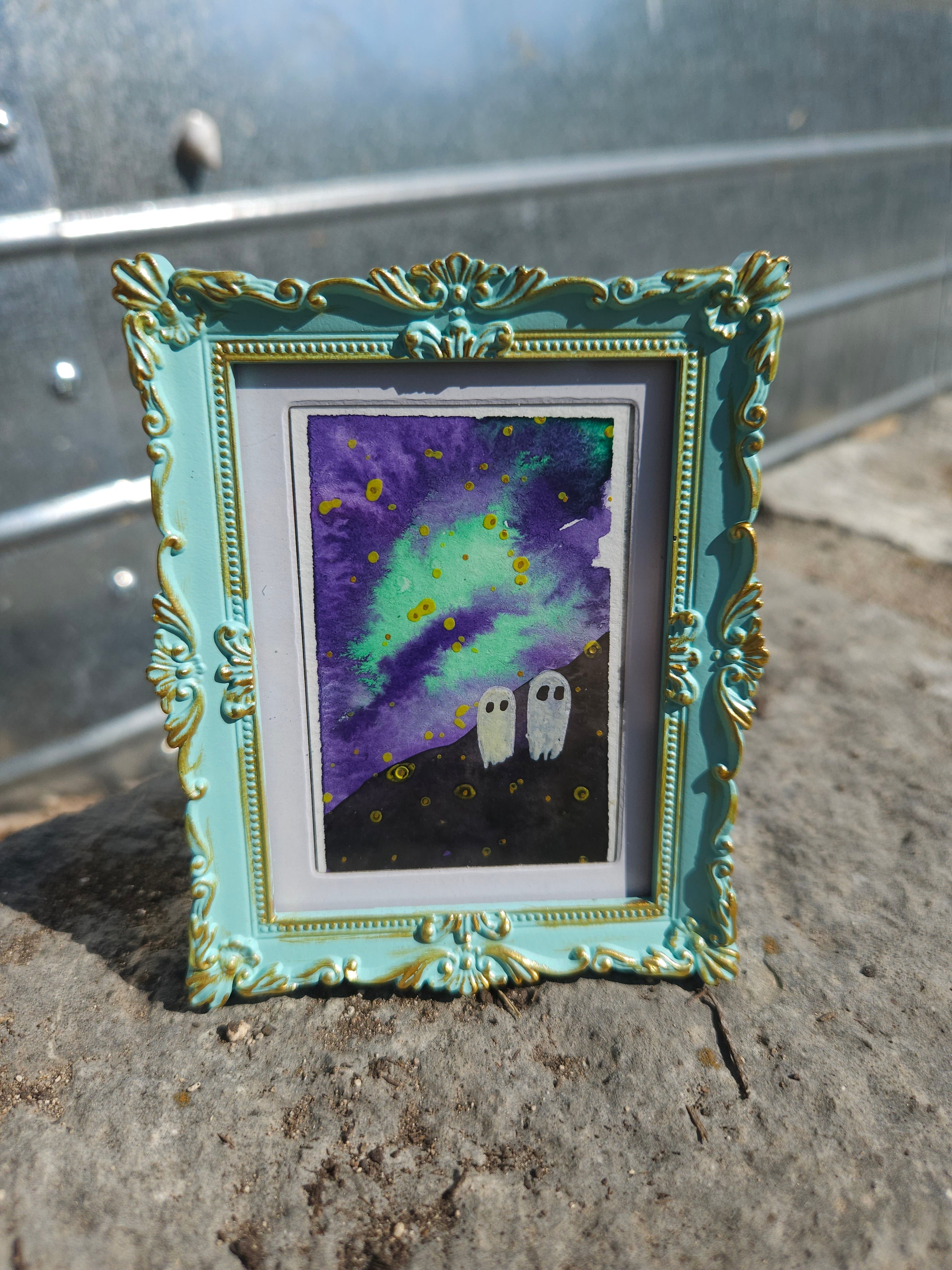In Every Galaxy - Original, Signed Watercolor - 1.5"x2" in a 2"x3" magnetic frame