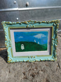 Ghostie in the Meadows - Original, Signed Watercolor - 1.5"x2" in a 2"x3" magnetic frame