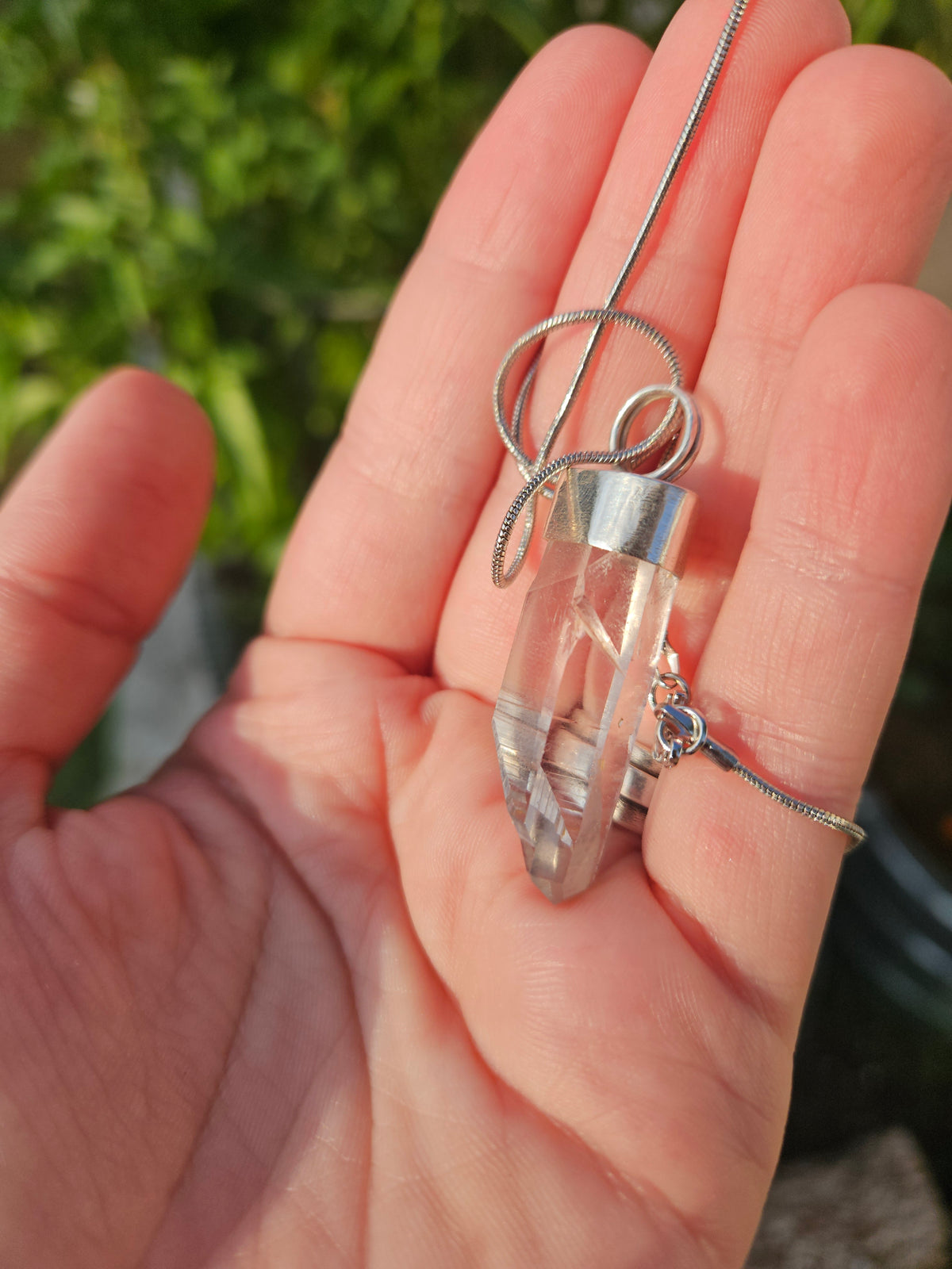 Handmade Sterling Silver Quartz Crystal Pendant