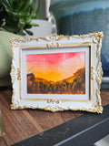Fall Sunset - Original, Signed Watercolor - 1.5"x2" in a 2"x3" magnetic frame