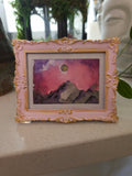 Mountain Moon - Original, Signed Watercolor - 1.5"x2" in a 2"x3" magnetic frame