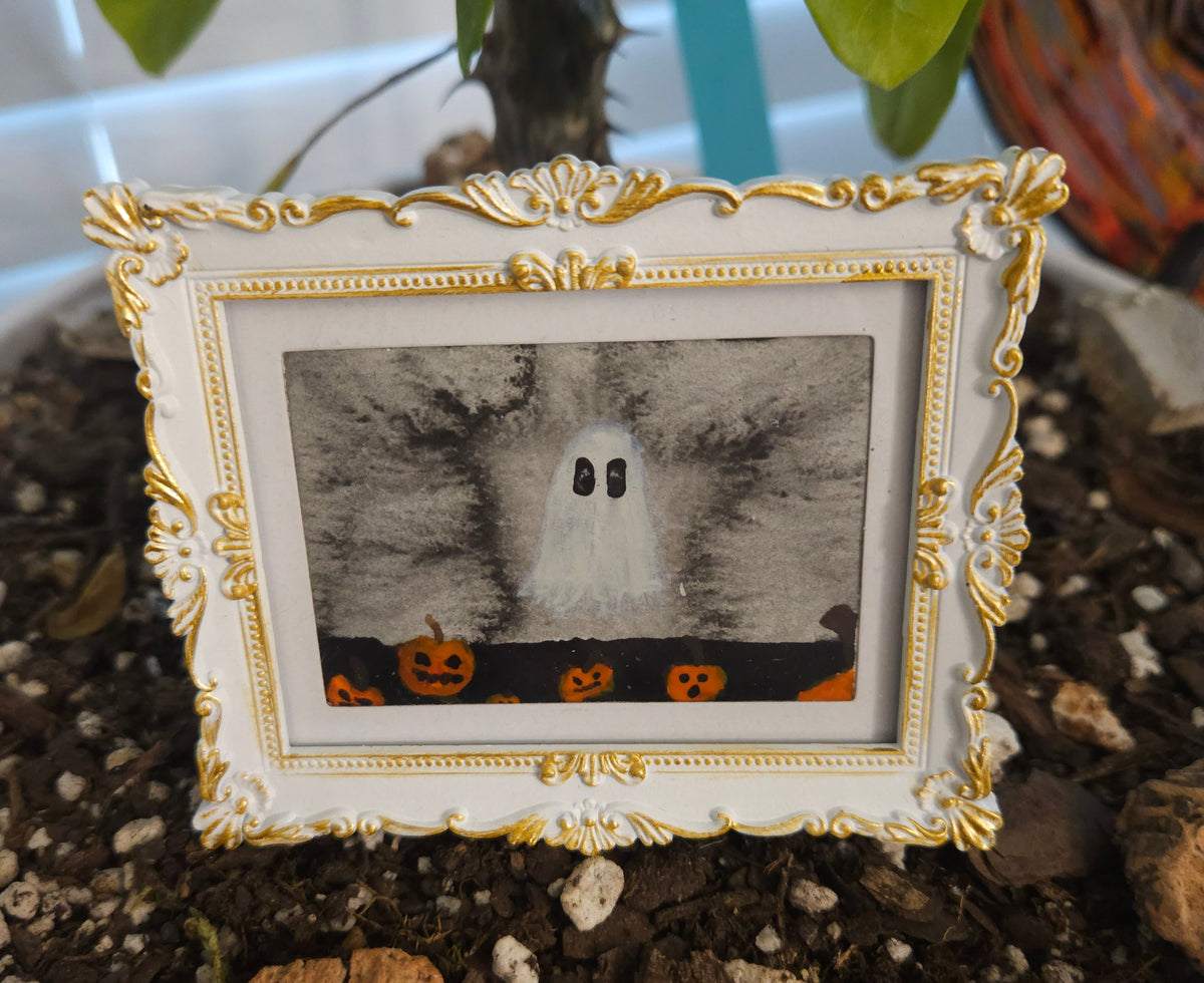 All Hallows Eve - Original, Signed Watercolor - 1.5"x2" in a 2"x3" magnetic frame