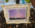 Me & You & The Moon - Original, Signed Watercolor - 1.5"x2" in a 2"x3" magnetic frame