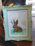 Jackalope - Original, Signed Watercolor - 1.5"x2" in a 2"x3" magnetic frame