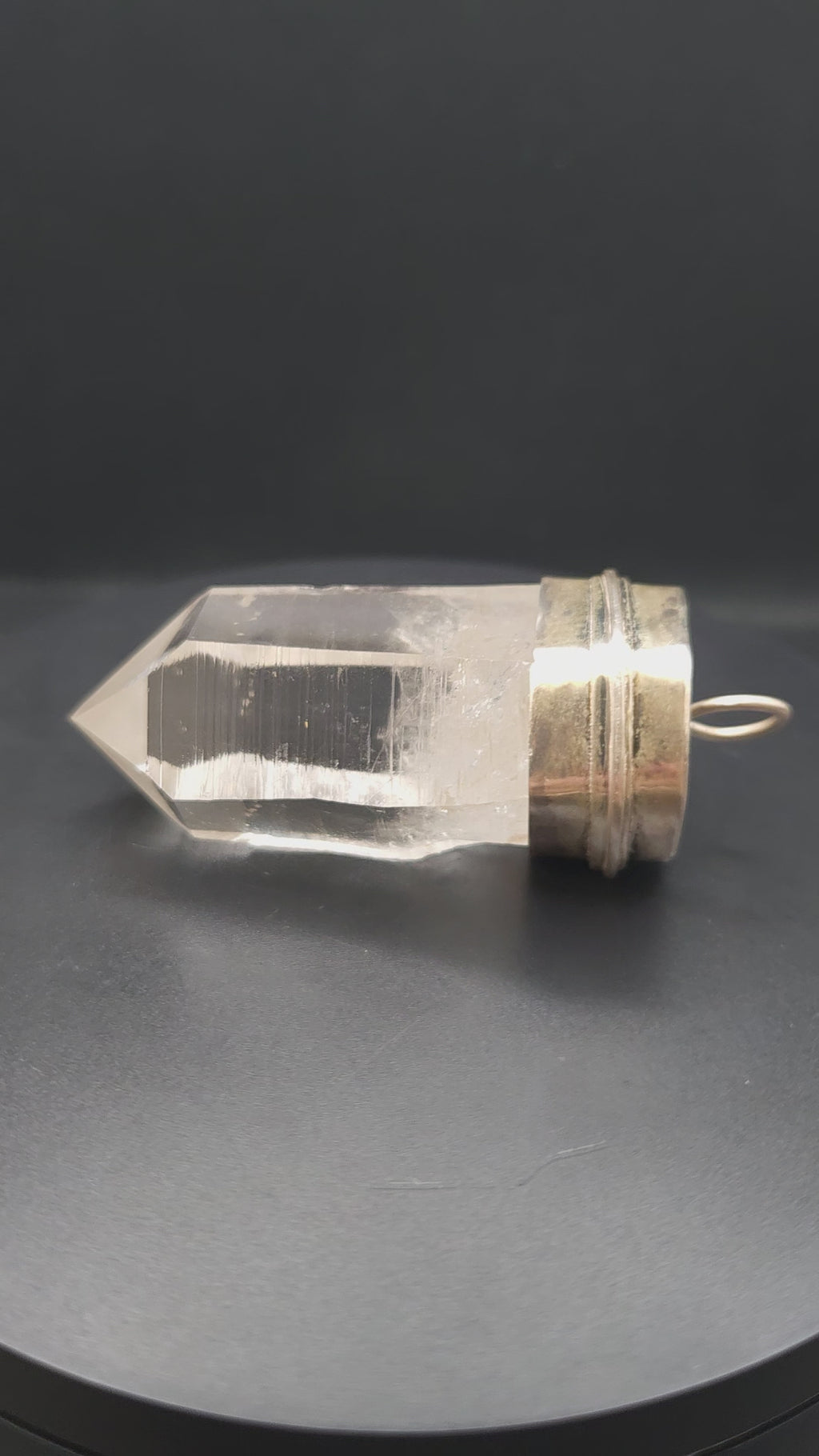 Handmade Silver Quartz Crystal Pendant - Large Natural Point