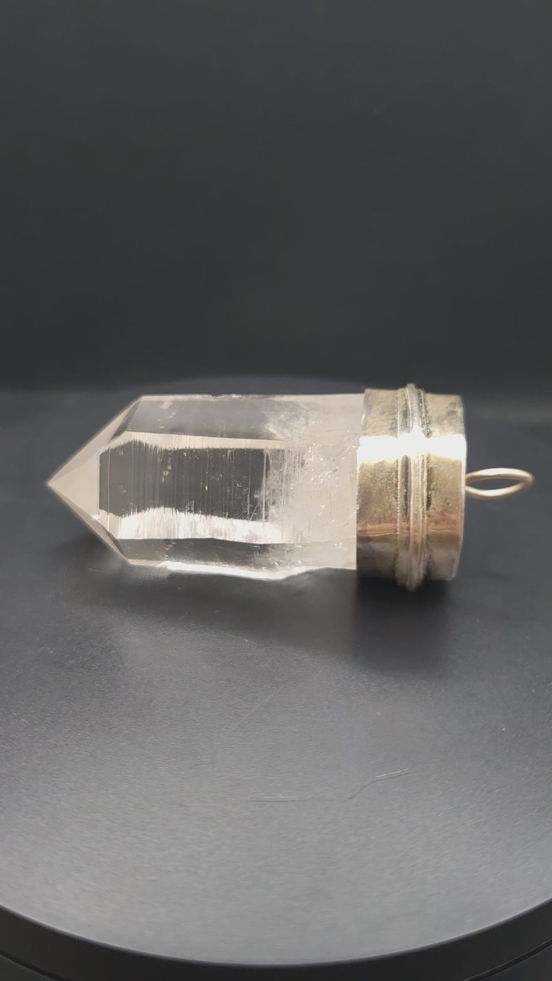 Handmade Silver Quartz Crystal Pendant - Large Natural Point