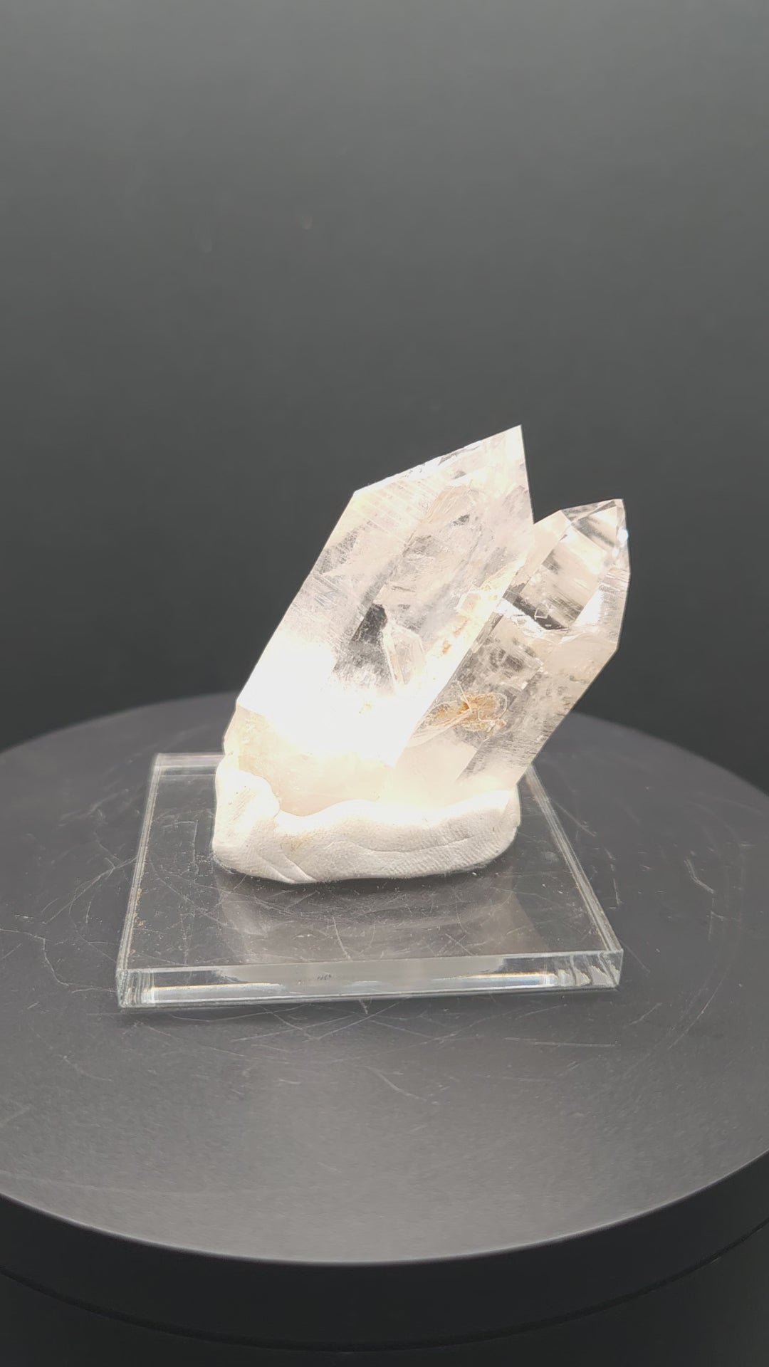 "Embracing for Impact" - Mounted Quartz Crystal Point
